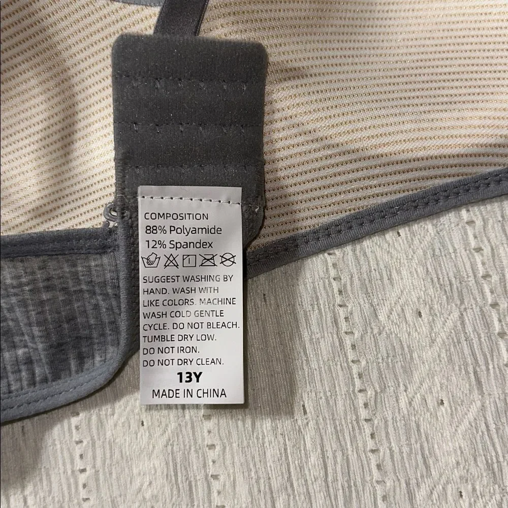 13Y Girl Set of 3 Convertible Padded Bras Black Gray Beige